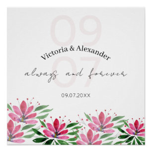 Póster Elegante color de agua rosa de las flores de Lotus