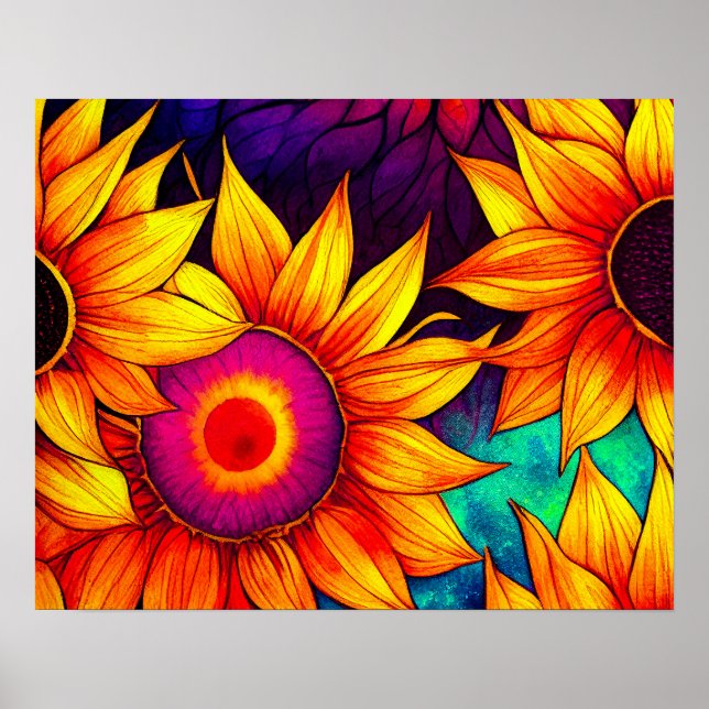 Póster Elegante Colorido Flower Power Artwork | (Frente)