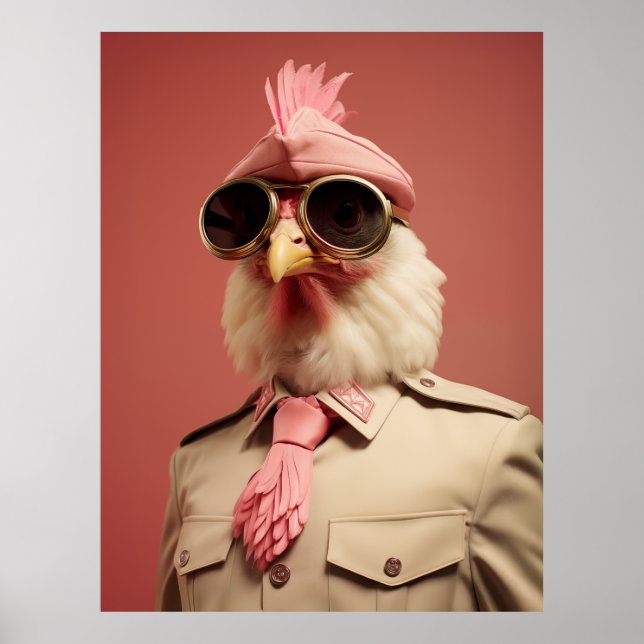 Póster Elegante comandante de pollo de Pascua (Frente)