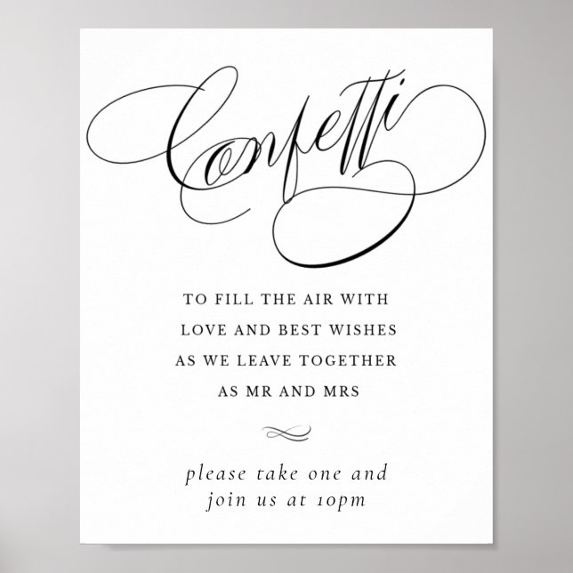 Póster Elegante confetti Black Calligraphy | Tabla de fav (Frente)