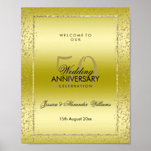 Póster Elegante Confetti de oro 50.º Boda de oro