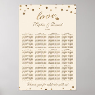 Póster Elegante Confetti de oro Ama Champagne