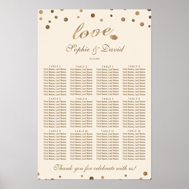 Póster Elegante Confetti de oro Ama Champagne (Frente)