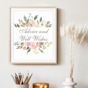 Póster Elegante consejo de boda de Rubor Pink Floral Gard