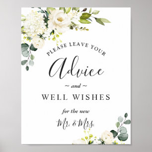 Póster Elegante consejo eucalipto y Boda de buenos deseos