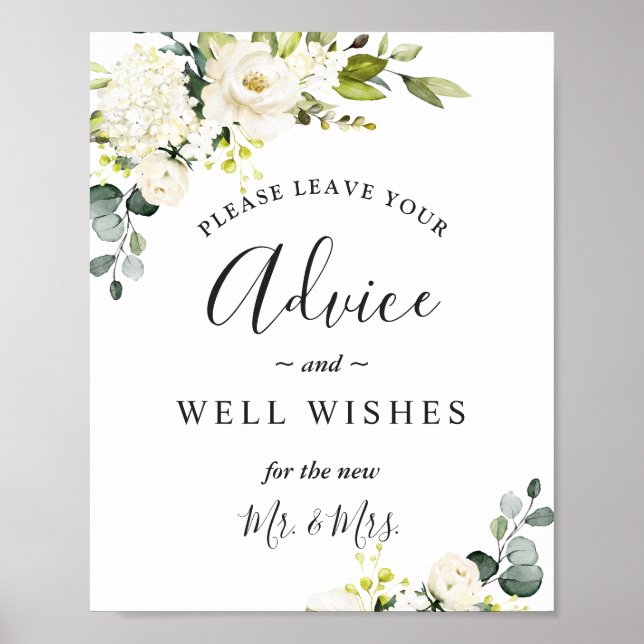 Póster Elegante consejo eucalipto y Boda de buenos deseos (Frente)
