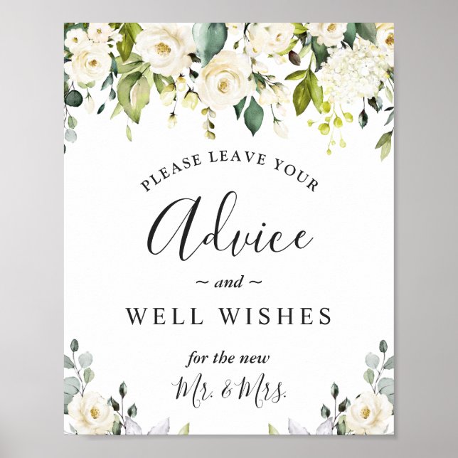 Póster Elegante consejo eucalipto y Boda de buenos deseos (Frente)