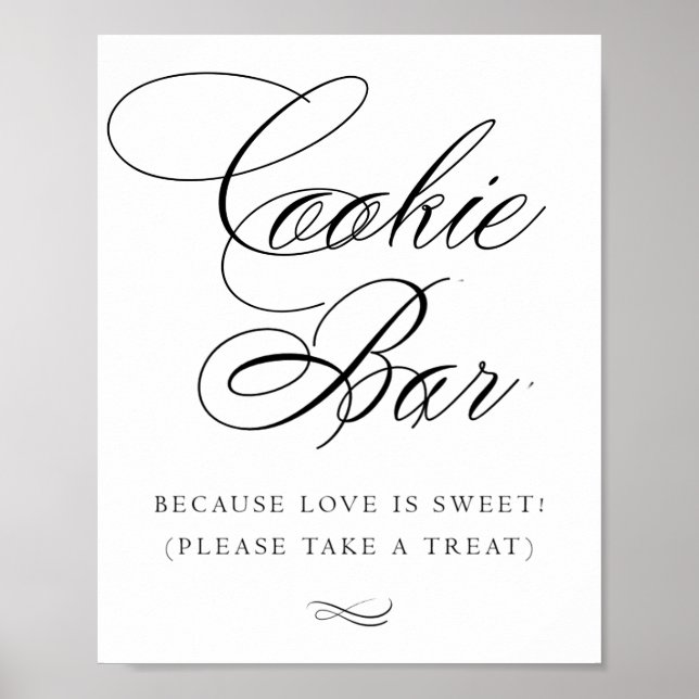 Póster Elegante Cookie Bar Black Calligraphy | Tabla de M (Frente)