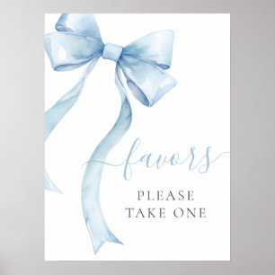Póster Elegante Coquette Azul Bow Boy Favor del Bebé