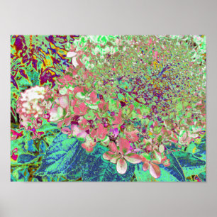 Póster Elegante Coral y Chartreuse Limelight Hydrangea