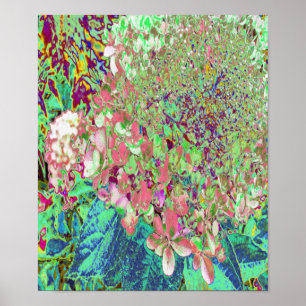 Póster Elegante Coral y Chartreuse Limelight Hydrangea
