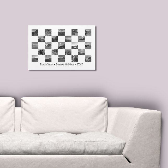 Póster Elegante corrector de fotos de Nueva Zelanda en bl (Stylish Black & White New Zealand Photos Checker Poster, Living Room)