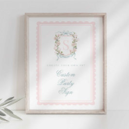 Póster Elegante Cresta de Monograma Cumpleaños de Bebé Pe