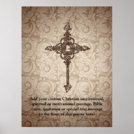 Póster Elegante Cruz Cristiana con Fondo de Remolino