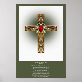 Póster Elegante cruz de oro y rubí