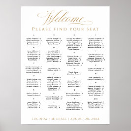 Póster Elegante cuadro alfabético de asientos para 100 in