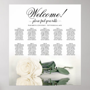Póster Elegante cuadro de asientos Boda de 10 mesas de la