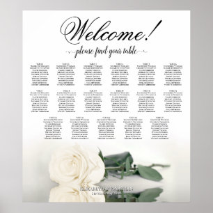 Póster Elegante cuadro de asientos Boda de mesa de 17 ros