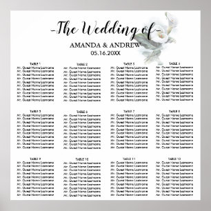 Póster Elegante cuadro de asientos de Boda de Calla Blanc