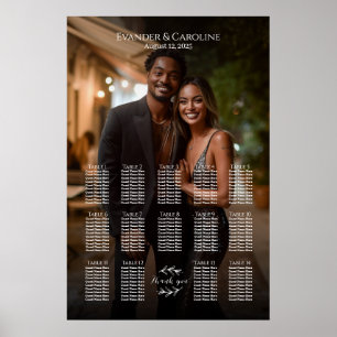 Póster Elegante cuadro de asientos de boda fotográfico 14