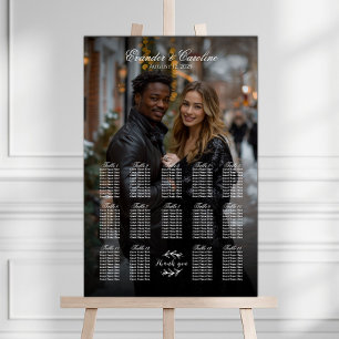Póster Elegante cuadro de asientos de boda fotográfico 14