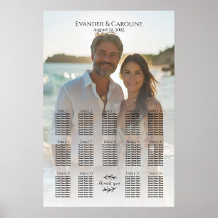 Póster Elegante cuadro de asientos de boda fotográfico 14