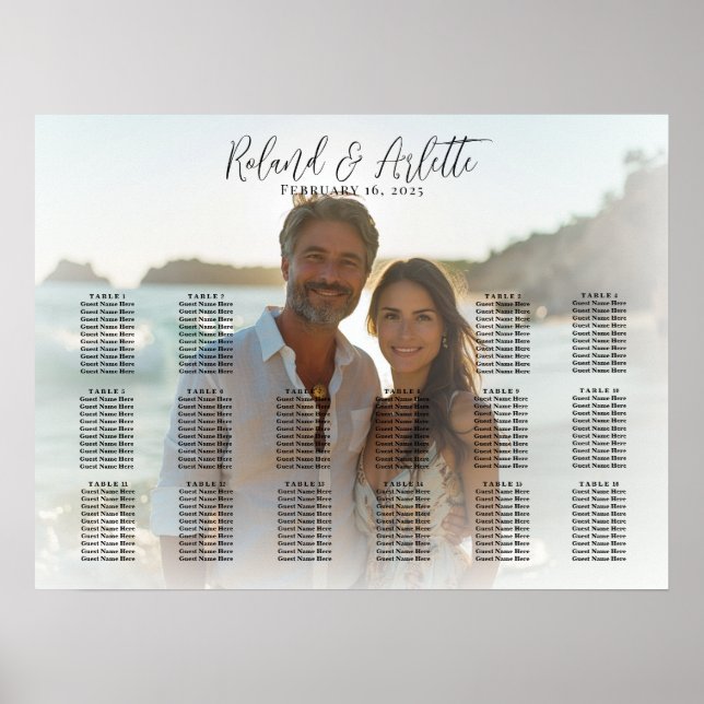 Póster Elegante cuadro de asientos de boda fotográfico 16 (Frente)