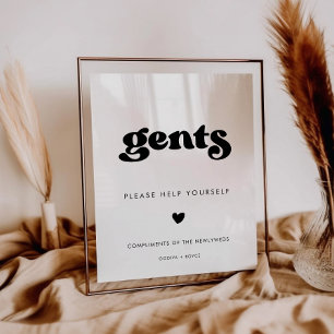 Póster Elegante cuarto de baño retro negro y blanco con d