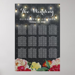 Póster Elegante Cuerdas Florales Luces Boda Gráfico de as