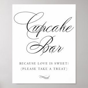 Póster Elegante Cupcake Bar Black Calligraphy Tabla de
