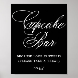 Póster Elegante Cupcake Bar Caligrafía blanca Tabla de