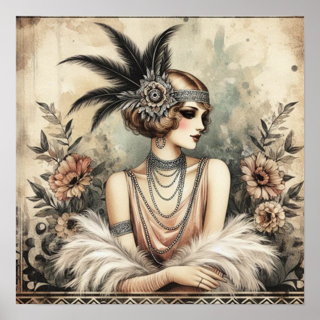 Póster Elegante dama de los años 20 (Frente)