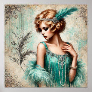 Póster Elegante dama de parachoques con vestimenta turque