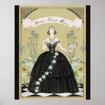 Elegante Dama Gótica Victoriana Rosas Blancas Card