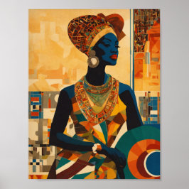 Póster Elegante Dama sofisticada del Renacimiento Harlem