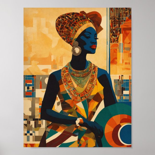 Póster Elegante Dama sofisticada del Renacimiento Harlem (Frente)