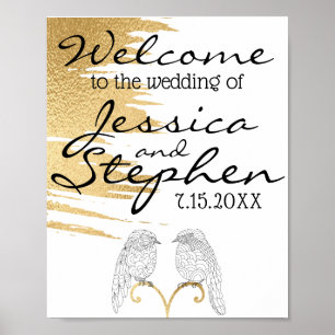 Póster elegante de boda dorado y negro