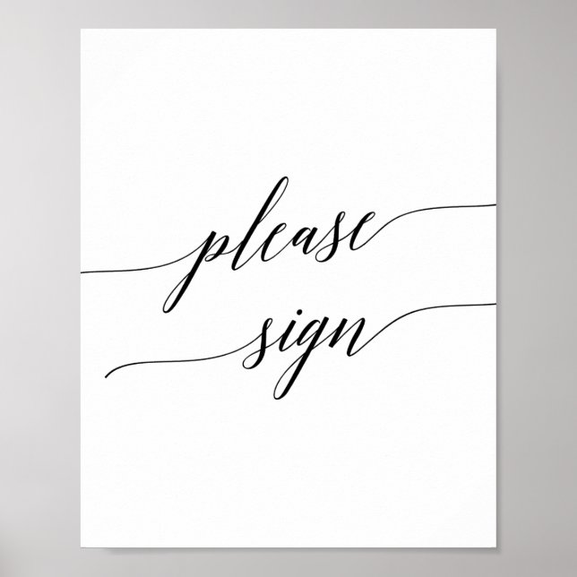 Póster elegante de caligrafía negra para firmar po (Frente)
