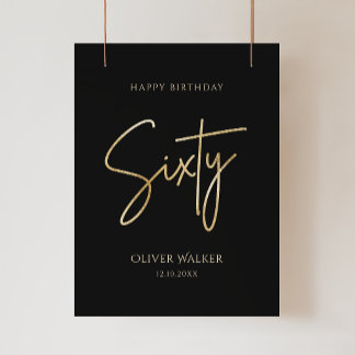 Póster elegante de cumpleaños número 60 de color n