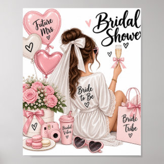 Póster elegante de despedida de soltera en rosa –