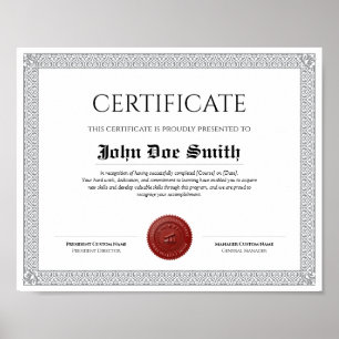 Póster Elegante Diploma Clásico con sello de cera rojo