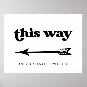 Póster Elegante dirección retro de boda en blanco y negro