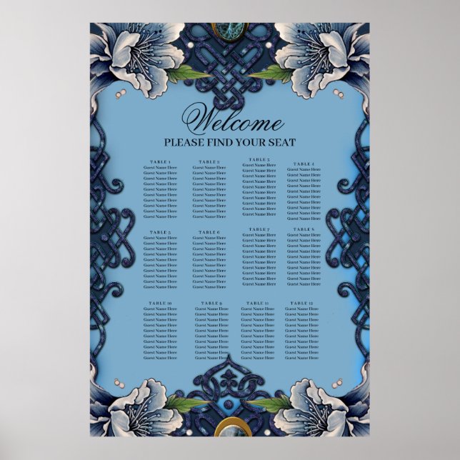 Póster Elegante diseño celta azul (Frente)