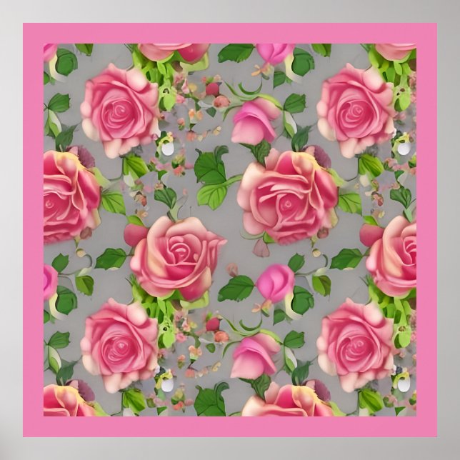 Póster Elegante diseño de Rosa de jardín de campo francés (Frente)