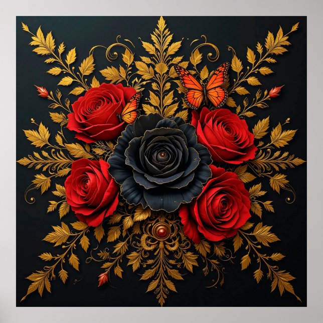 Póster Elegante diseño floral (Frente)