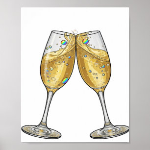 Póster Elegante Diseño Moderno CHEERS Plateado