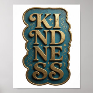 Póster Elegante diseño moderno KINDNESS en oro