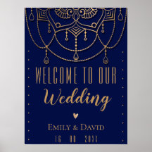 Elegante diseño tradicional indio azul Bienvenida