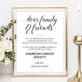 Póster Elegante Donación De Caridad En Lugar De Favor Bod