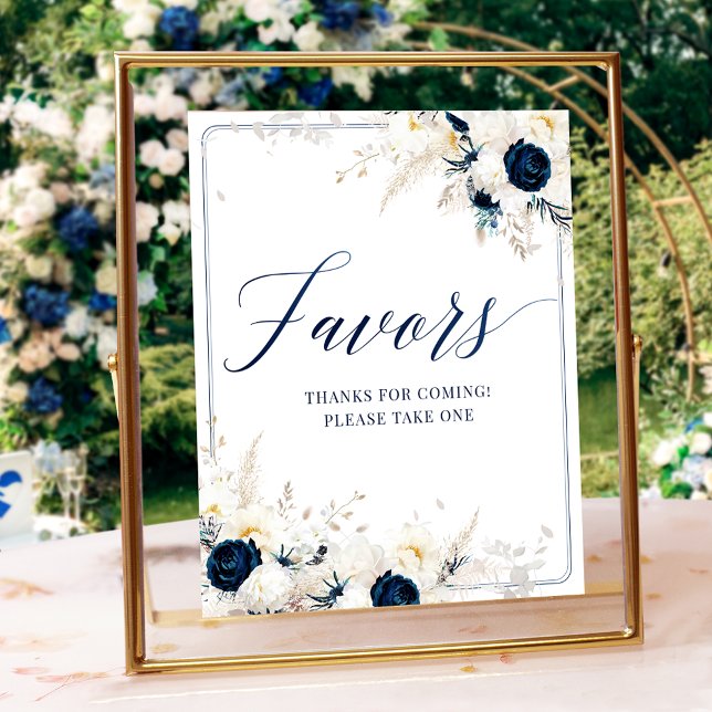 Póster Elegante ducha azul floral de novia favorece el Ró (Subido por el creador)